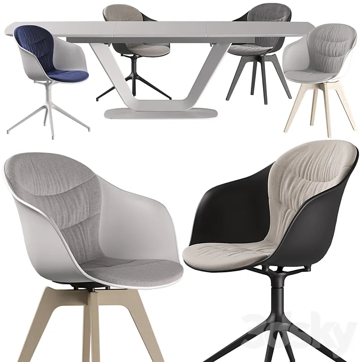 Boconcept - Alicante Table-Adelaide Chair set 01 3D Model Free