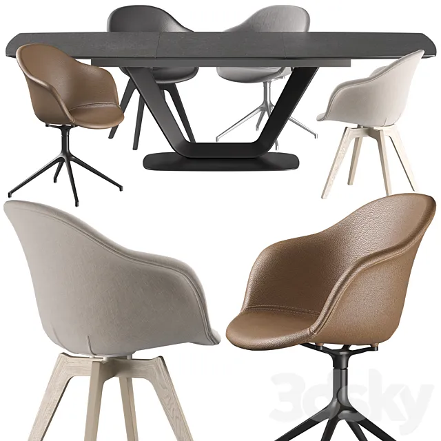 Boconcept - Alicante Table-Adelaide Chair set 3DModel