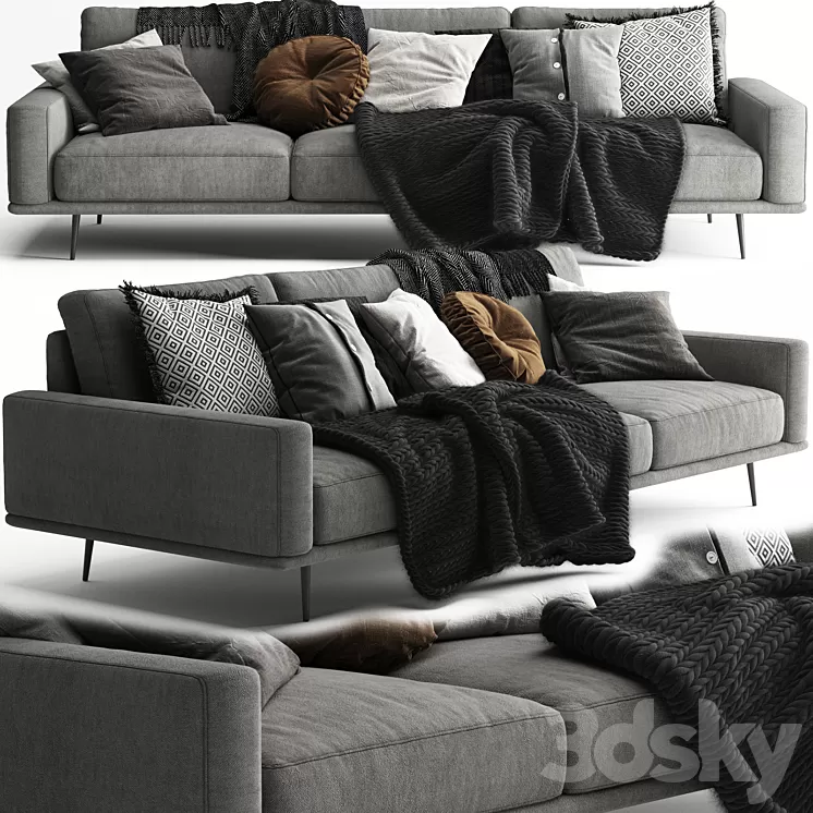 BoConcept Carlton Sofa 3 Seats - Scandinavian Set 3D Model