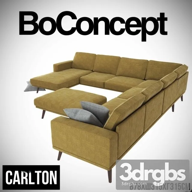 Boconcept Carlton Yellow Sofa 3D Model Free