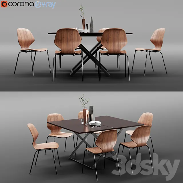 Boconcept Florence Chair & Rubi Table 3DModel