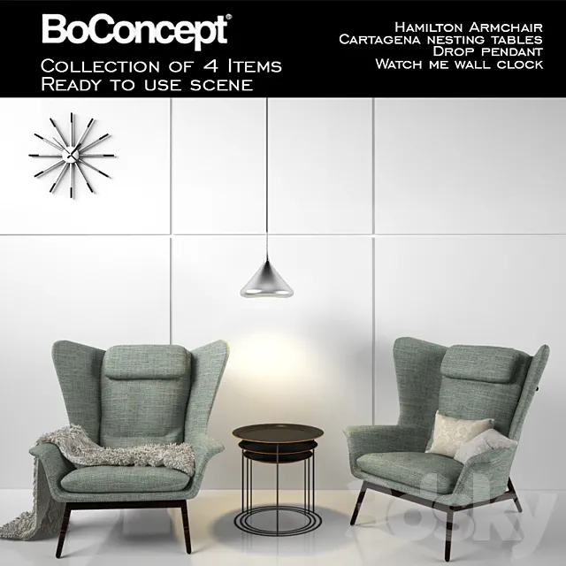 Boconcept Hamilton Armchair With Scene 3D Model