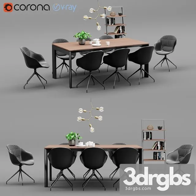 Boconcept lyon table & adelaide chair 2 3D Model Free