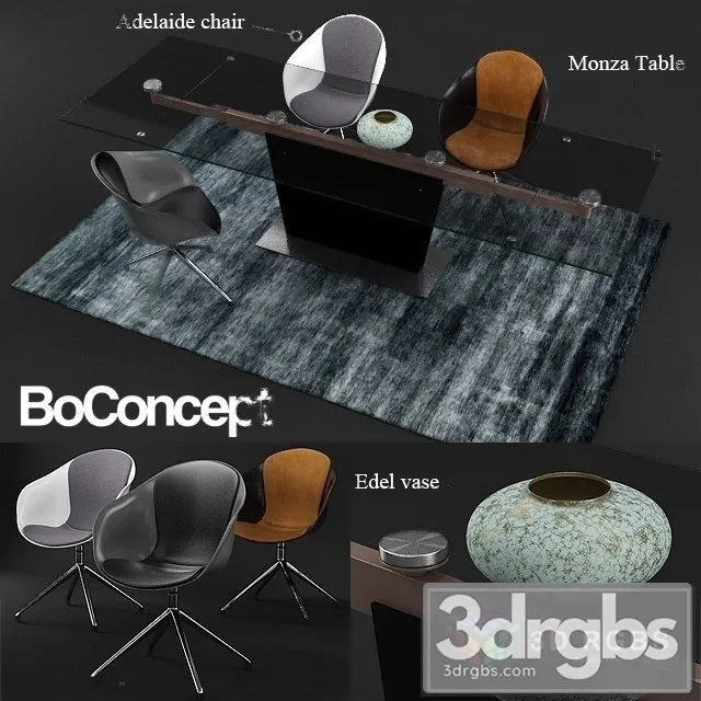 Boconcept Monza Table and Adelaide Chair 3D Model Free