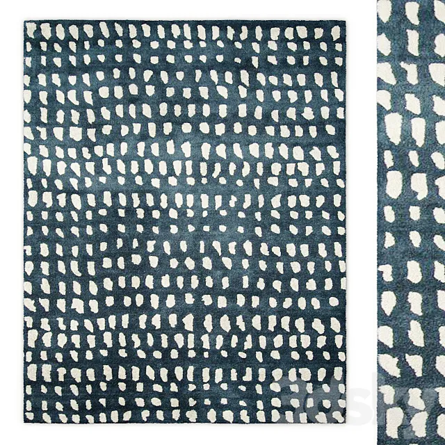 Boho Dots Blue Indoor Area Rug 3D Model