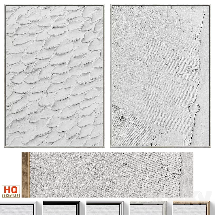 Boho Gray Relief Plaster Wall Art C-677 3D Model