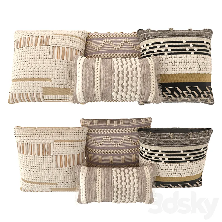 Boho style pillows 3D Model Free