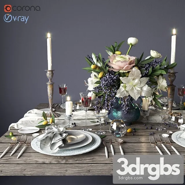Boho style table setting 3D Model Download