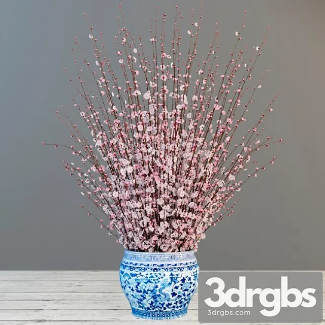 Bol Shoi Bukiet Sakury V Kitaiskoi Vazie 3D Model Free