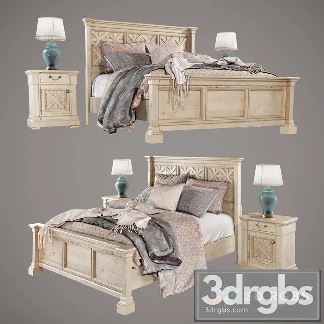 Bolanburg Queen Bed Nightstands 3D Model Free