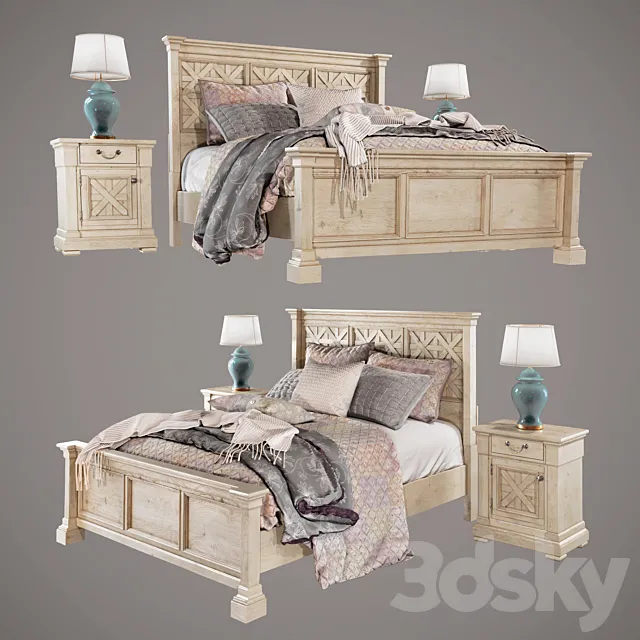 Bolanburg Queen Bed with 2 Nightstands 3D Model