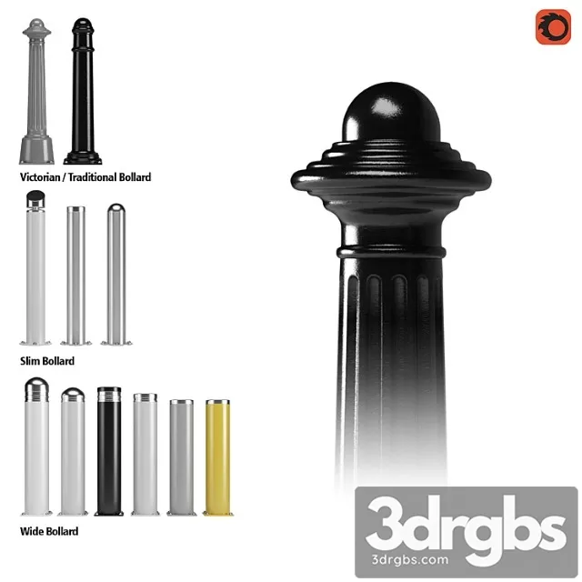 Bollard Set 3D Model Free