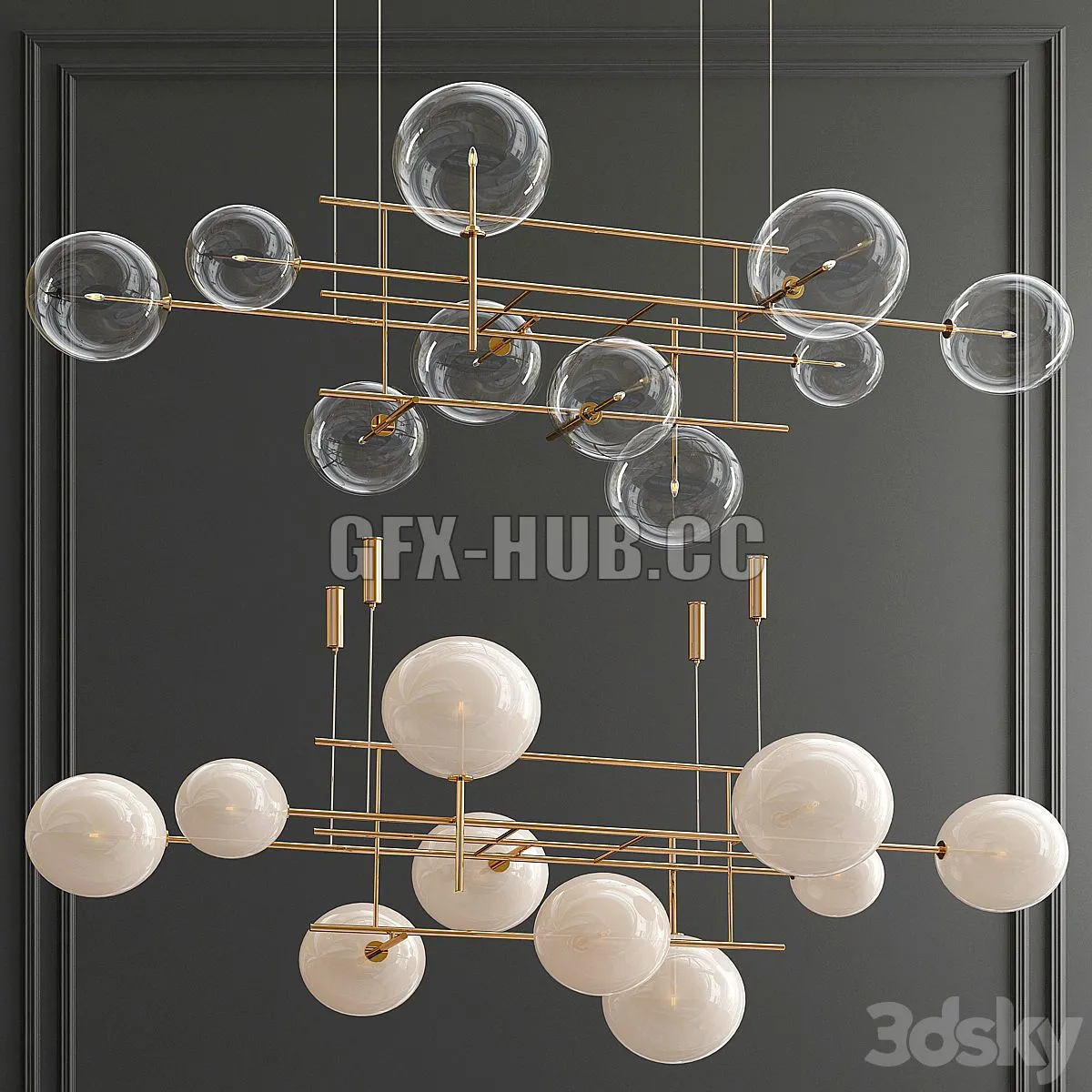 Bolle Galotti Orizzontale Suspension Chandelier 3D Model