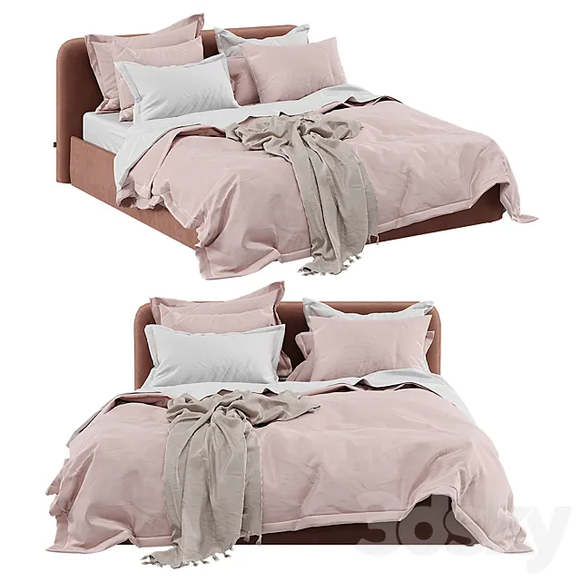 Bolzan letti Joy Box Bed and Adairs Bamboo Violet Quilt Cover 3DModel