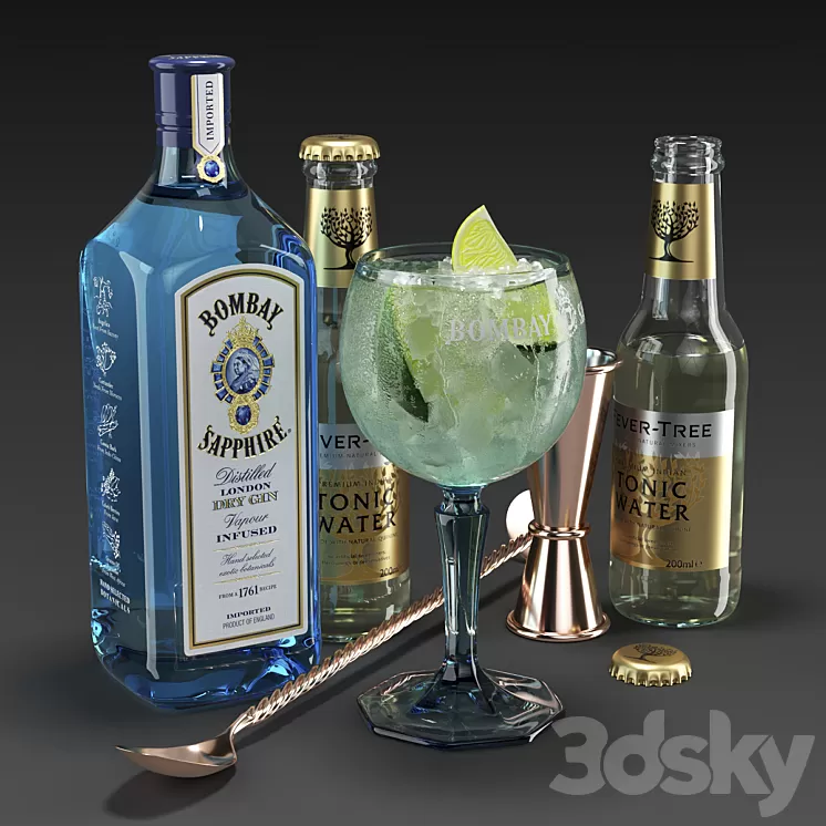 Bombay Sapphire Cocktail Set 3D Model