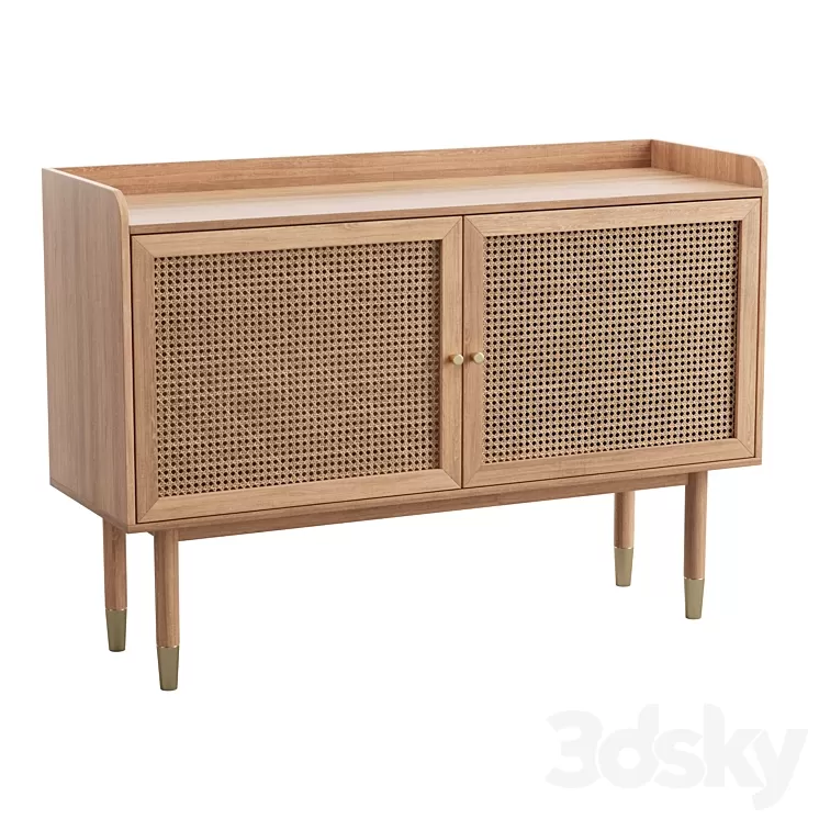 BOMBONG Buffet 2 portes en bois et cannage 3D Model Free