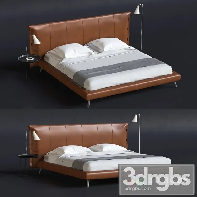 Bonaldo Cuff Brown Leather Bed 3D Model Free