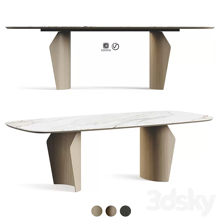 Bonaldo Flame Table Marble Top 3D Model Free