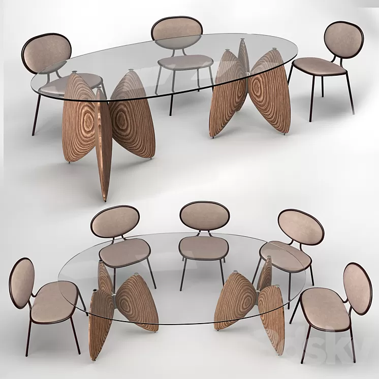 Bonaldo Otto chairs and Vanessa table 3D Model