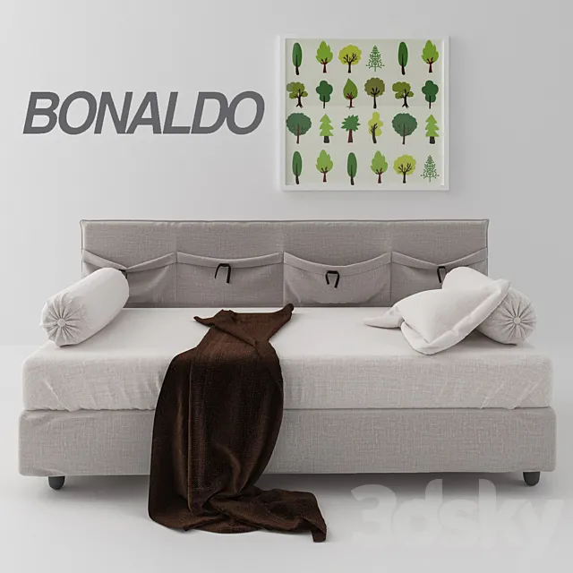Bonaldo Pongo bed with pillows 3D Model