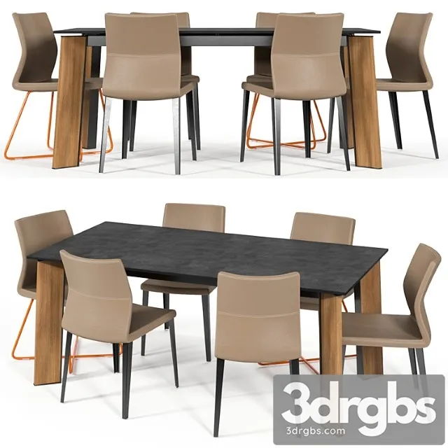 Bonaldo razor chair flag table 2 3D Model Free