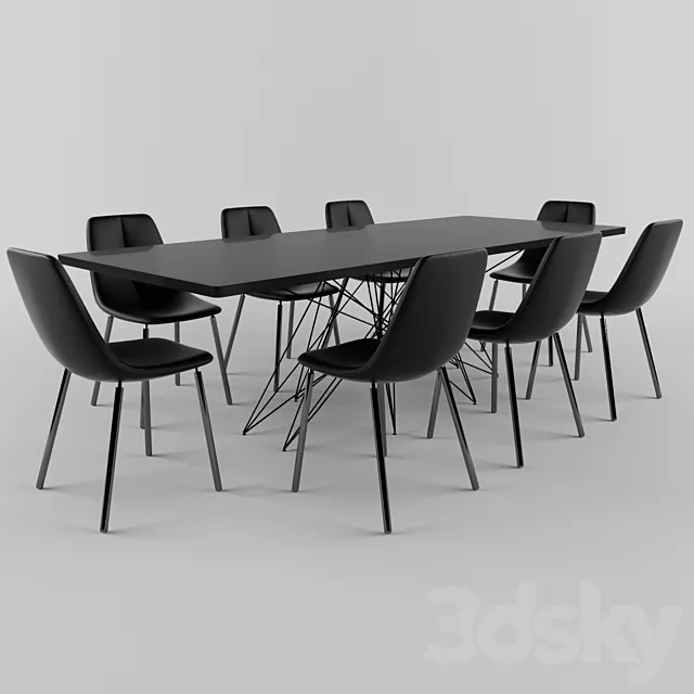 Bonaldo table Octa chairs By met 3D Model