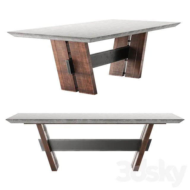 Bonham Dining Table in Dark Gray 3D Model