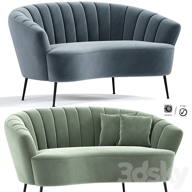 Bonnie 2 seater loveseat sofa 3D Model