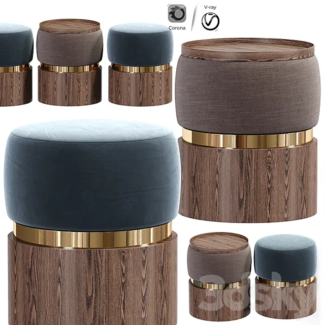 Bonnie Modern Ottoman Pouf Stool 3DModel