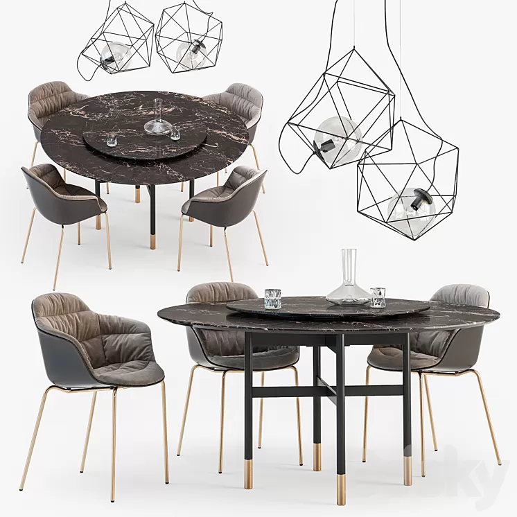 Bontempi Glamor table Mood chair set 3D Model