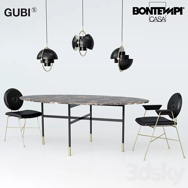 Bontempi Glamor table Penelope chair Gubi Multi-Lite 3D Model