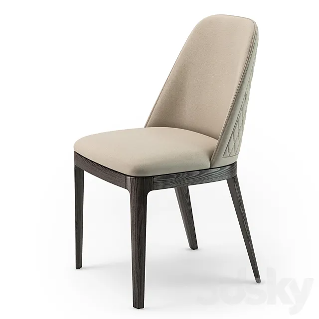 Bontempi Margot quilted wood chair 3D Model
