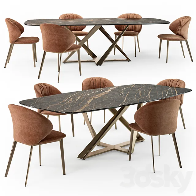 Bontempi Millennium table Drop chair 3D Model