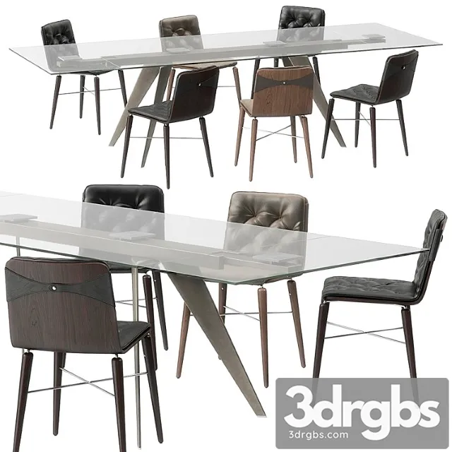 Bontempi ramos table kate chairs set 2 3D Model Free