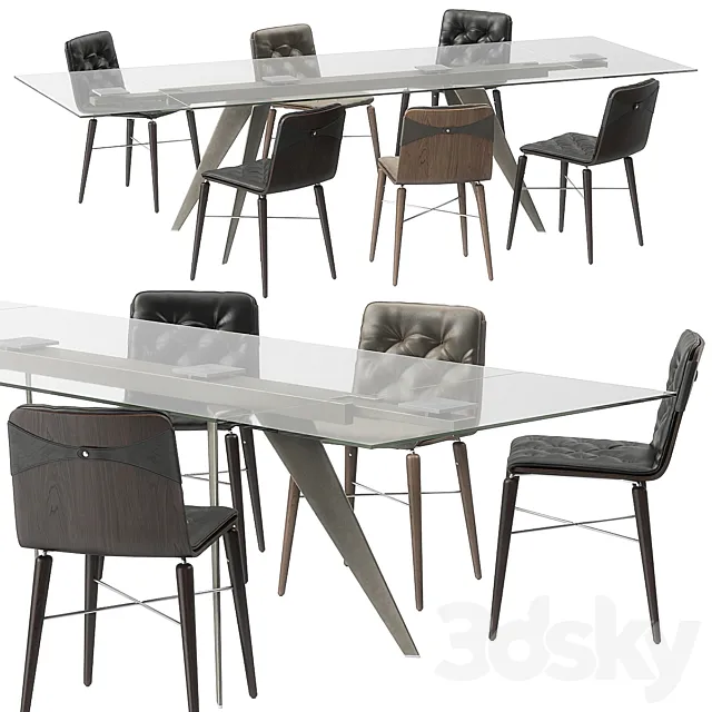 Bontempi Ramos table Kate chairs set 3D Model