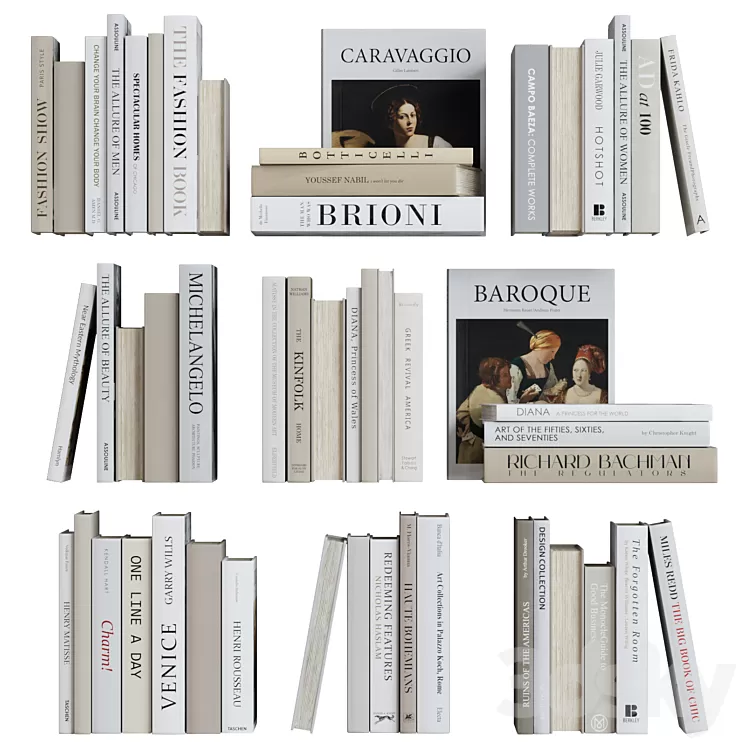 Book decor set 1 3D Model Free Download