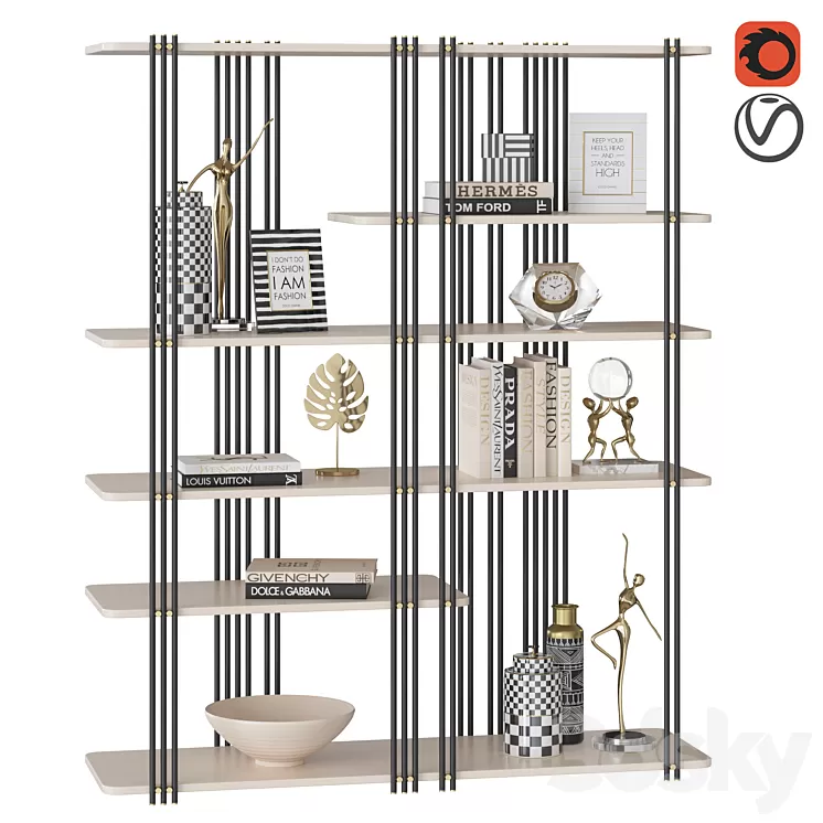 Bookcase BAMBOO / Praddy 3D Model