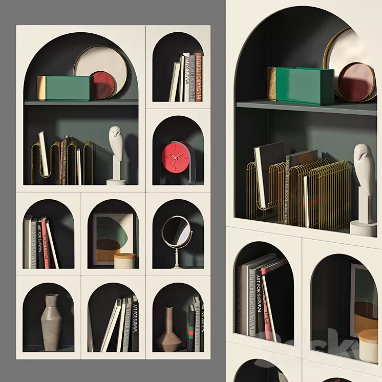 Bookcase Bonaldo set 02 3D Model