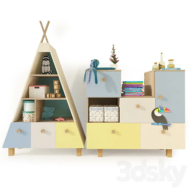 Bookcase. Children's furniture Kvikk 3D Model