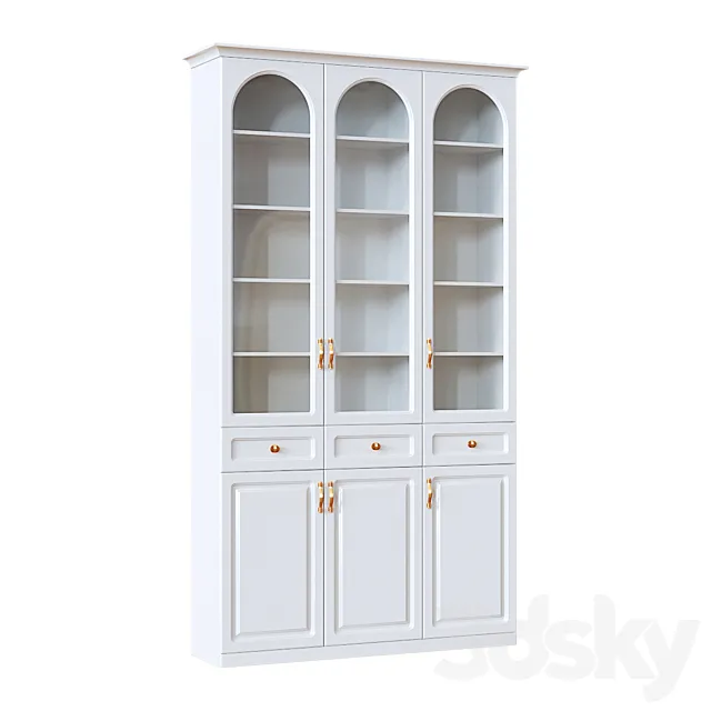 Bookcase Classic 2 white 3D Model