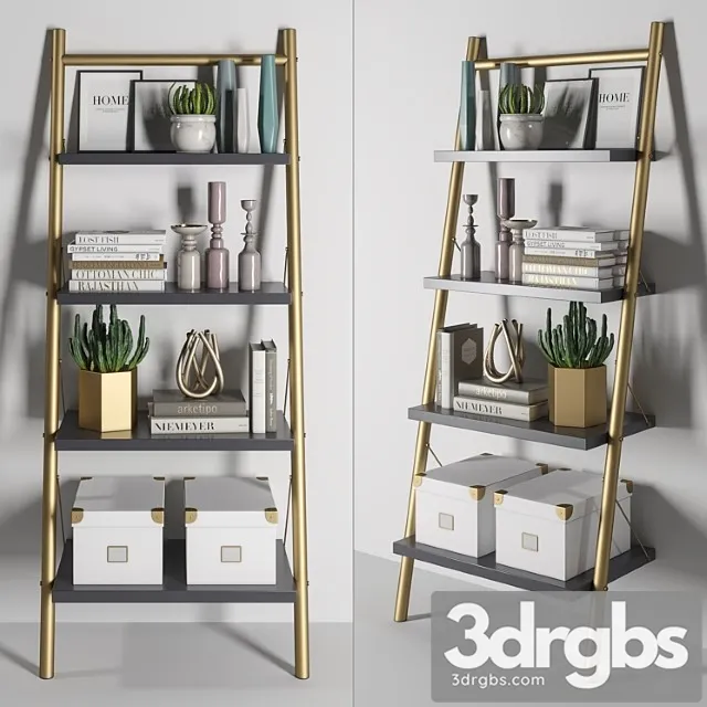 Bookcase decor set 1 2 3D Model Free