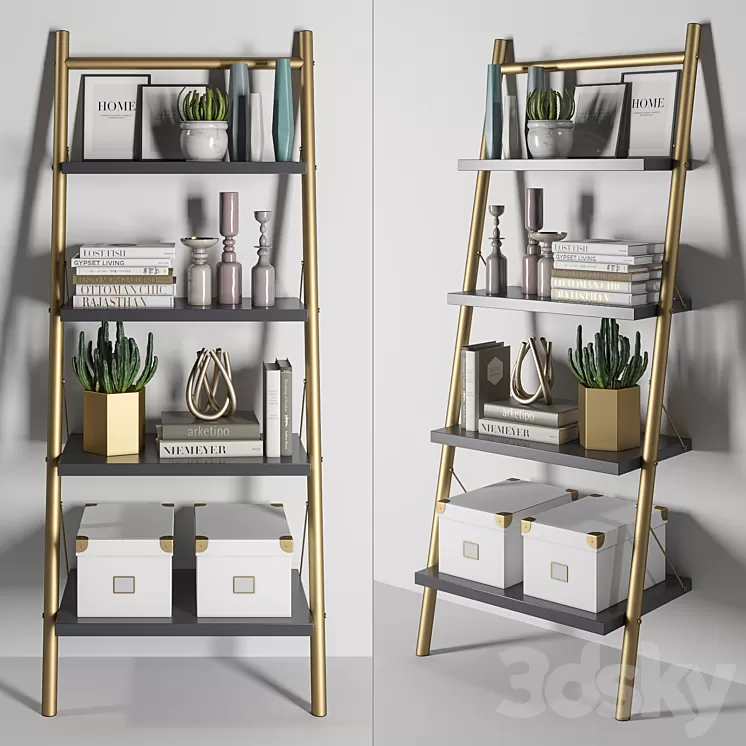 Bookcase Decor Set 1 3D Model
