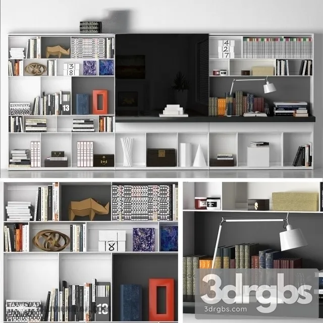 Bookcase Decoration 02 3D Model Free