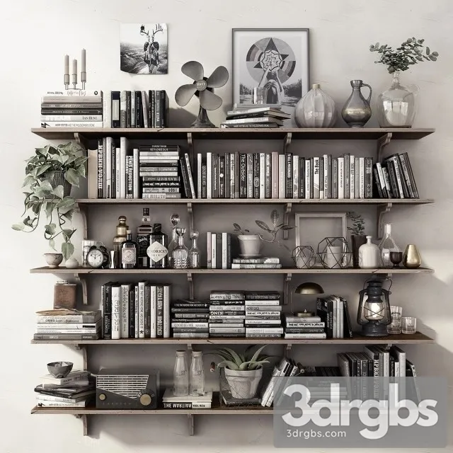 Bookcase Decoration 04 3D Model Free
