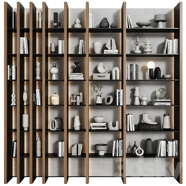 Bookcase in modern minimalist style 04 Free Download