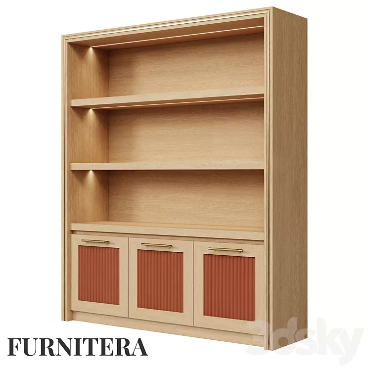 Bookcase Nolan in oak veneer 3D Model