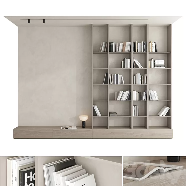 Bookcase set 01 3D Model Free