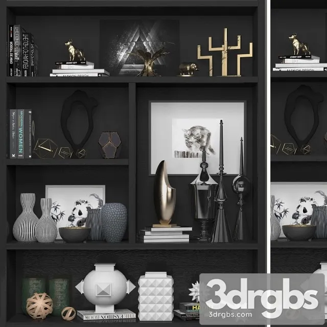 Bookcase With Books Decor 3D Model Free