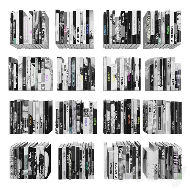 Books (150 pieces) 2-2-8-3 3D Model