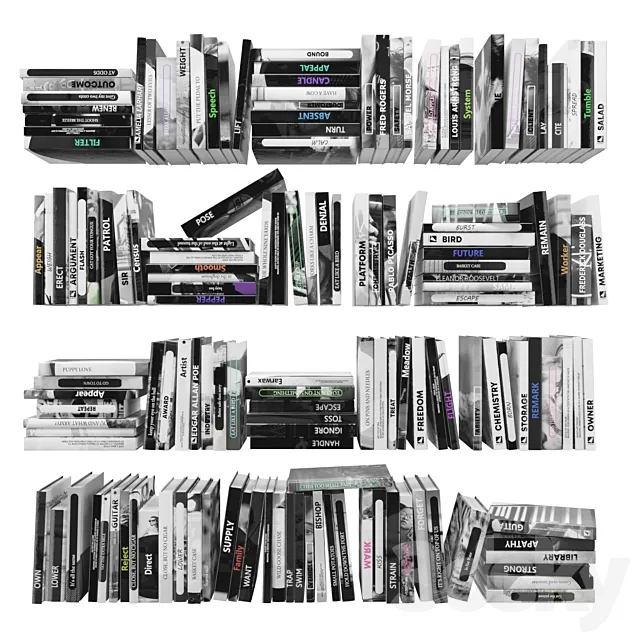 Books (150 pieces) 2-3-3 3D Model